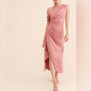 Elliatt Revolve Women’s Gwenyth Dusty Rose Ruffle Draped Midi Dress Size M